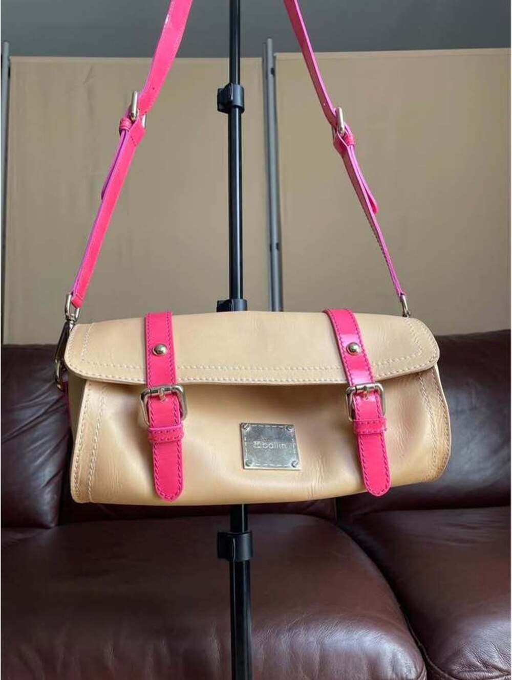 Authentic Ballin Leather Shoulder Bag Made in Italy